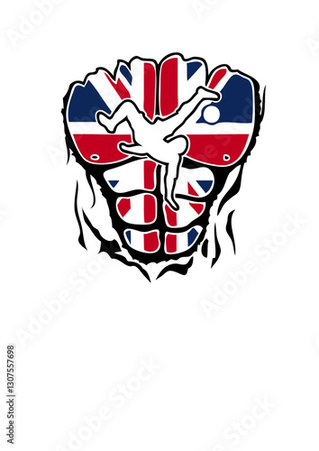  football Anglais drapeau corps muscle dechire