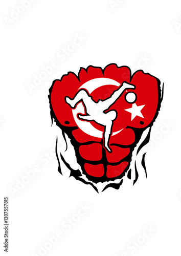 football Turquie drapeau corps muscle dechire