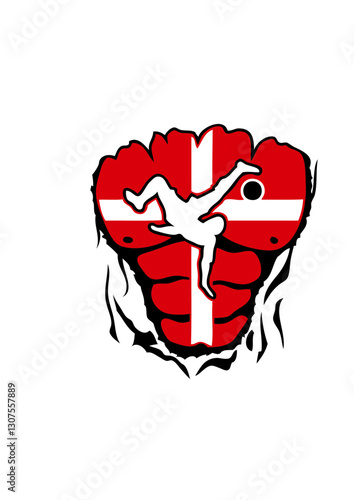 football Danemark drapeau corps muscle dechire