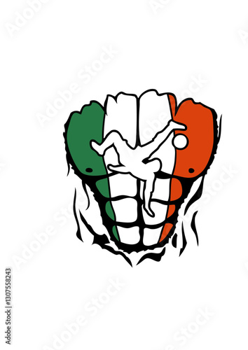 football irlande corps muscle dechire drapeau torse