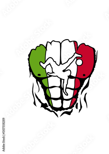 Football italie corps muscle déchire drapeau torse