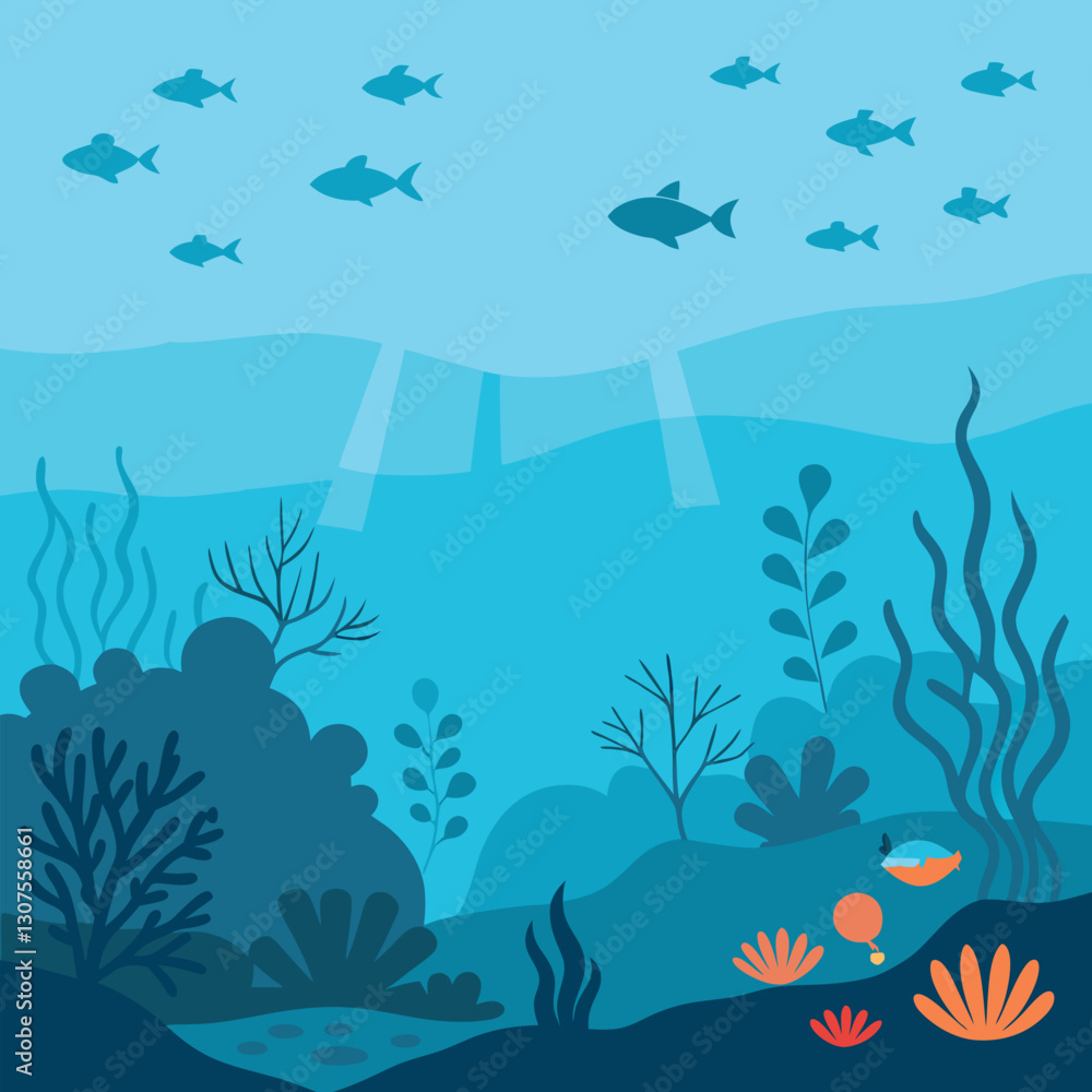 Minimalist Underwater Illustration with Oceanic Life
Minimalist Underwater Illustration with Oceanic Life