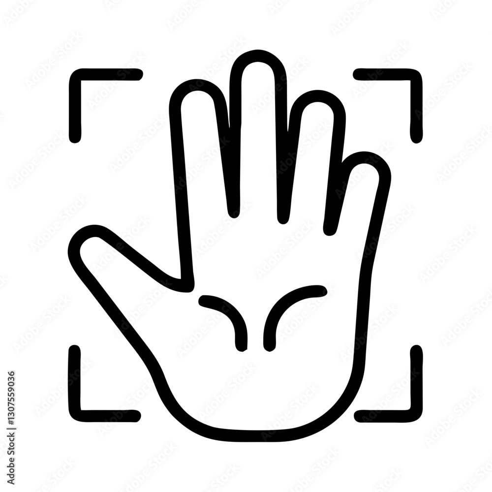 Obraz premium Hand recognition icon in black outline