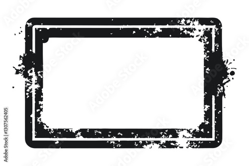 Black Grunge Textured Rectangular Border Frame