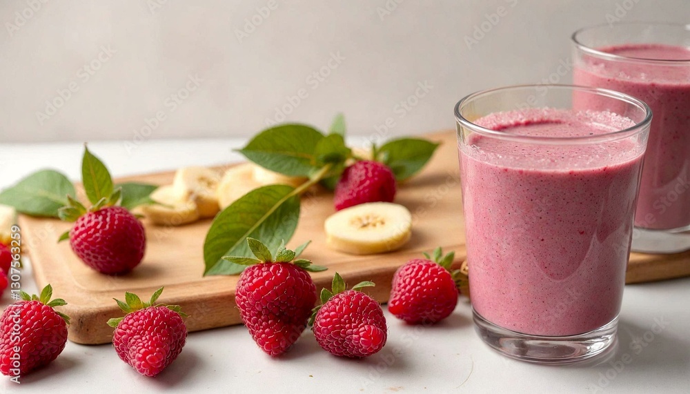 Vibrant Strawberry Banana Smoothie in Glass Vibrant Strawberry Banana Smoothie in Glass
