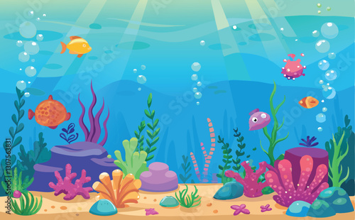 Tropical Underwater World with Exotic Fish and Corals
