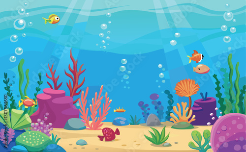 Tropical Underwater World with Exotic Fish and Corals
