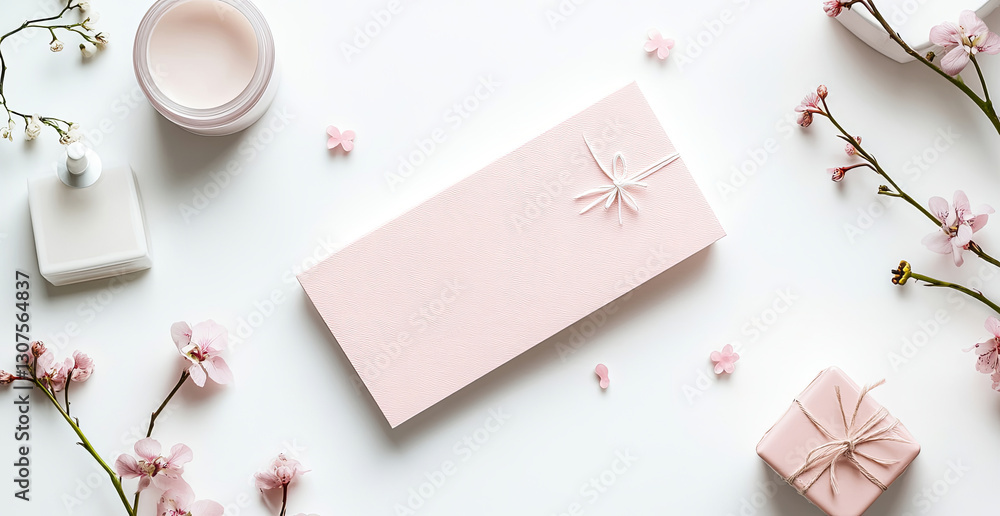 minimalist and elegant empty paper, gift certificate design featuring soft pastel tones, delicate floral elements, and a clean aesthetic. copy space for beauty, wellness, spa minimalist and elegant empty paper, gift certificate design featuring soft pastel tones, delicate floral elements, and a clean aesthetic. copy space for beauty, wellness, spa
