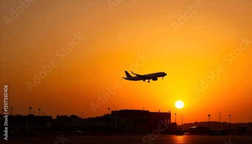 an airplane taking off and gaining altitude