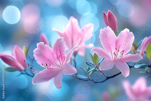 Delicate Pink Azaleas in Soft Light