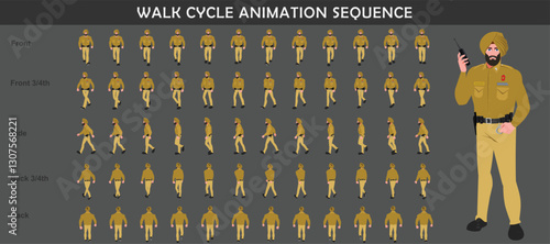 Police walk cycle animation sequence, Frame by frame animation of police officer walk.