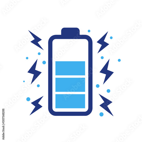 A dynamic battery icon with lightning effects, symbolizing high energy, fast charging, and power efficiency. Perfect for technology, electronics, and renewable energy projects.
