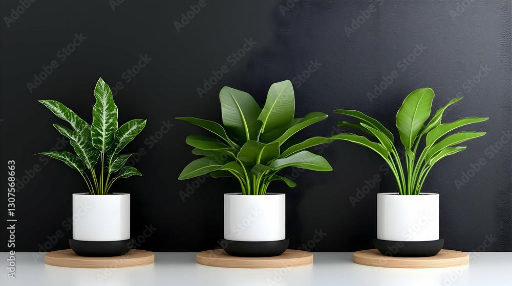 Geometric Indoor Plant Rack with Hexagonal Frames and Green Plants Geometric Indoor Plant Rack with Hexagonal Frames and Green Plants