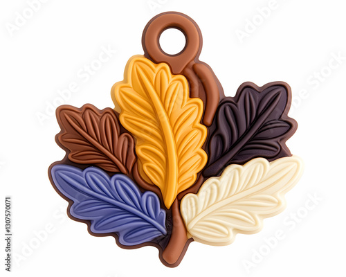 Autumn leaf charm; colorful, textured design; perfect for jewelry or crafts