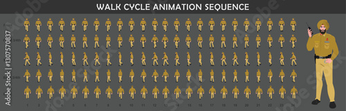 Police walk cycle animation sequence, Frame by frame animation of police officer walk.