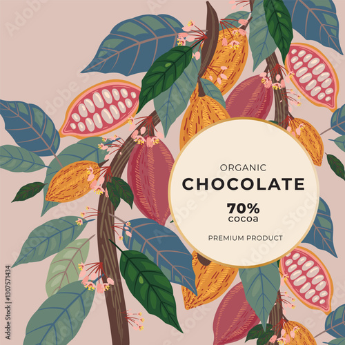 Cocoa bean illustration. Vintage style design template. chocolate cocoa beans. Vector illustration