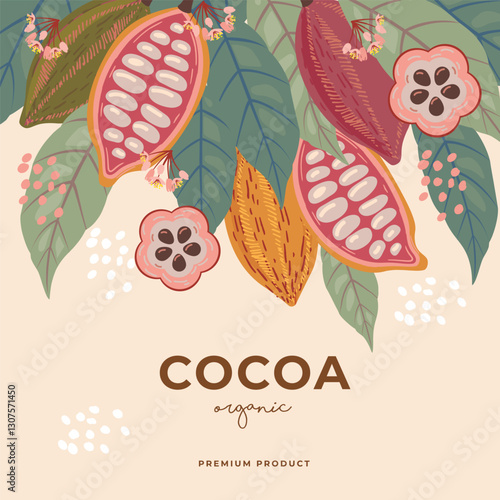 Cocoa bean illustration. Vintage style design template. chocolate cocoa beans. Vector illustration