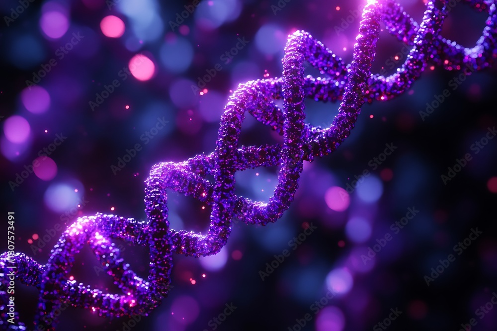 DNA helix in vibrant purple glow DNA helix in vibrant purple glow