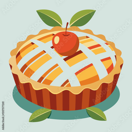 Lattice apple pie with fresh apple on top