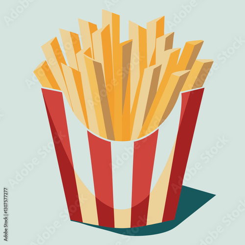 French fries in red and white container