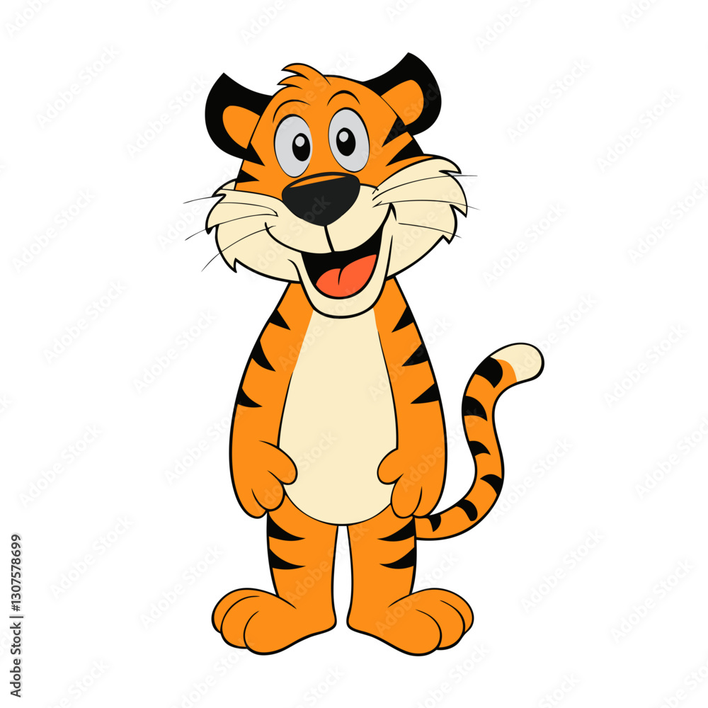 Funny tiger cartoon vector, Tiger Cartoon character Vector, Color vector illustration, Cheerful tiger cartoon, perfect for kids' designs, tiger sticker Funny tiger cartoon vector, Tiger Cartoon character Vector, Color vector illustration, Cheerful tiger cartoon, perfect for kids' designs, tiger sticker