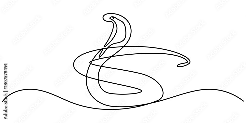 Fototapeta premium Snake in one continuous line. One line drawing, minimalism. Vector illustration. Snake One continuous line drawing. Snake in simple doodle style, Snake one line continuous. Hand drawn vector art. 