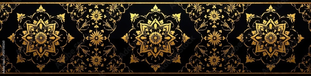 Intricate golden Arabic & Islamic geometric patterns on black Seamless design , mandala, vintage, arabic Intricate golden Arabic & Islamic geometric patterns on black Seamless design , mandala, vintage, arabic