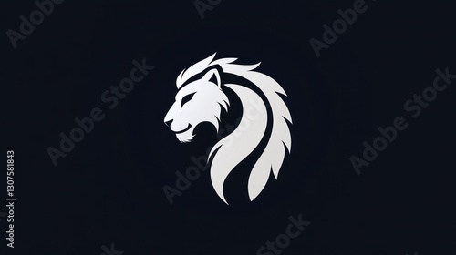 Wallpaper Mural Lion head logo design. White silhouette on a dark blue background for branding or symbol Torontodigital.ca