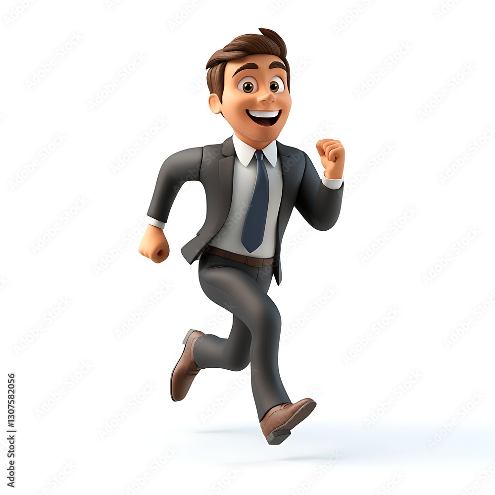 Business Cartoon Run: A cartoon business man in a suit runs forward with a determined expression, his posture conveying energy and purpose. Business Cartoon Run: A cartoon business man in a suit runs forward with a determined expression, his posture conveying energy and purpose.