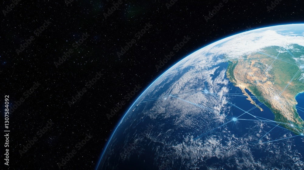 Obraz premium Pixelated Earth and Starry Space Digital Artwork