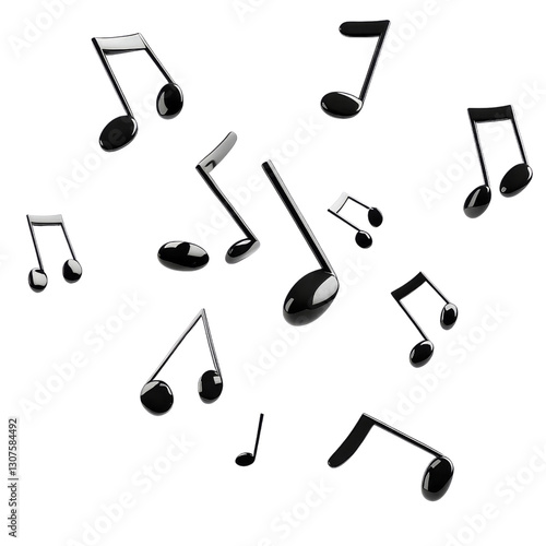 Musical notes floating in air create lively atmosphere of sound and rhythm
