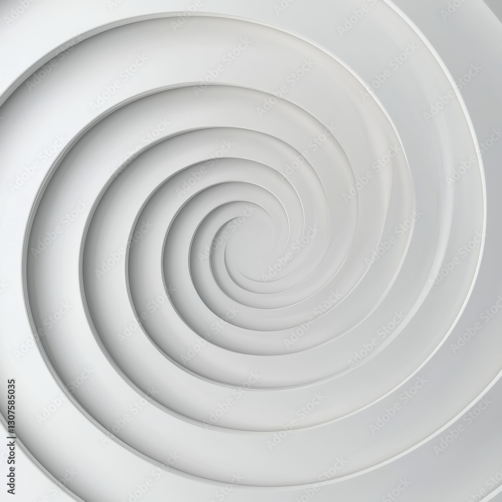 Fototapeta premium Smooth spiral pattern in white tones creating sense of depth and movement