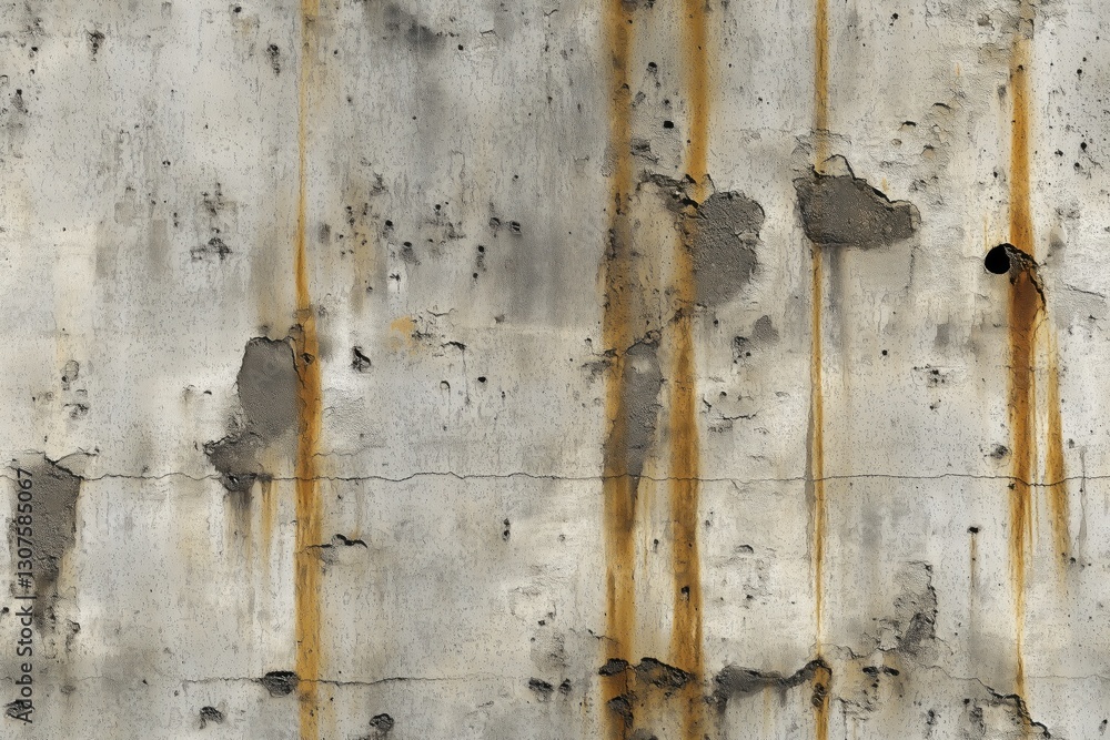 Seamless weathered leaking wet stains concrete wall with visible cracks, stains, and patches. The surface shows signs of aging with rust streaks and rough textures, creating an industrial aesthetic. Seamless weathered leaking wet stains concrete wall with visible cracks, stains, and patches. The surface shows signs of aging with rust streaks and rough textures, creating an industrial aesthetic.