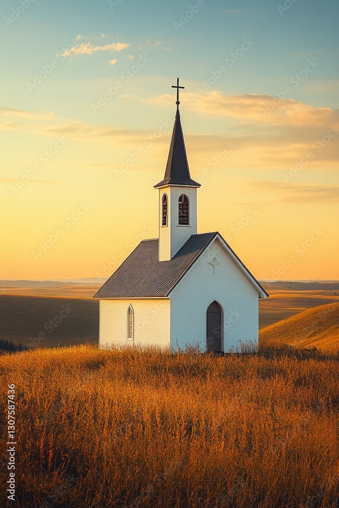 Fototapeta premium White church in field