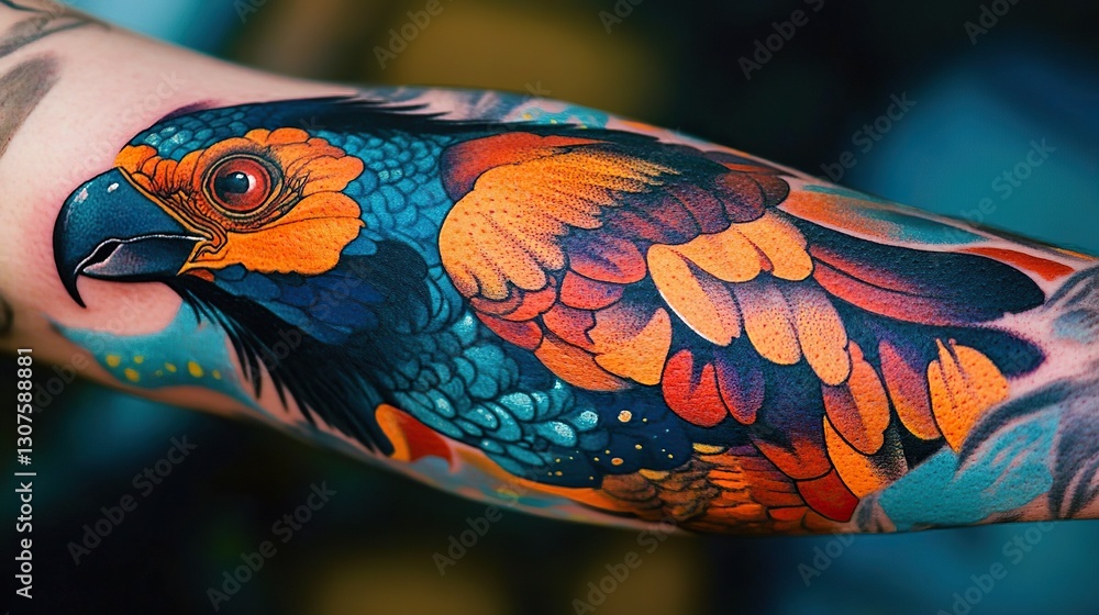 Fototapeta premium Vibrant ink art in a detailed tattoo design.