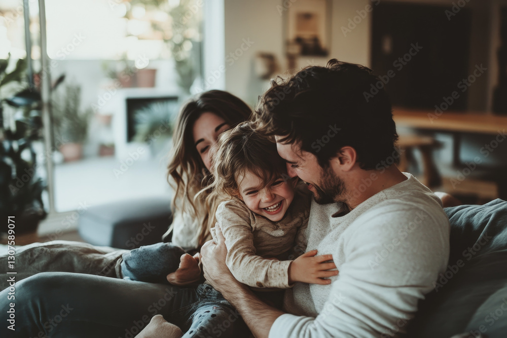 Joyful Family Moments: A Loving Embrace Between Parents and Child Joyful Family Moments: A Loving Embrace Between Parents and Child
