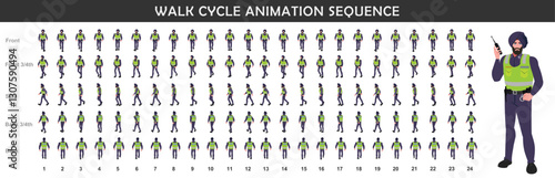 Police walk cycle animation sequence, Frame by frame animation of police officer walk.