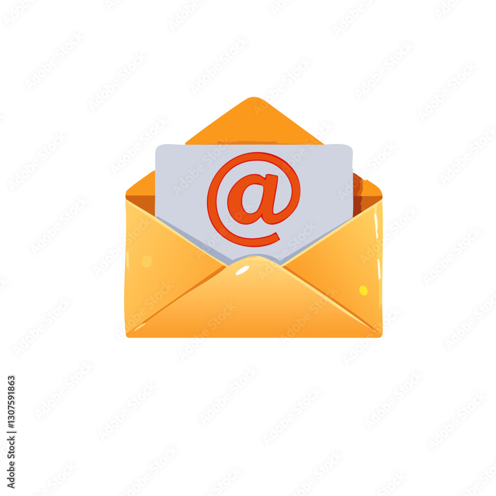 envelope document letter with red email symbol vector design