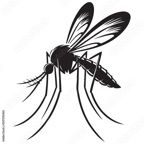 Detailed Mosquito Silhouette Vector Graphic Illustration Insect Pest Control