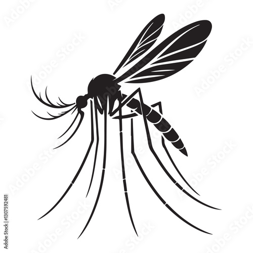 Detailed Mosquito Silhouette Vector Artwork for Pest Control Projects