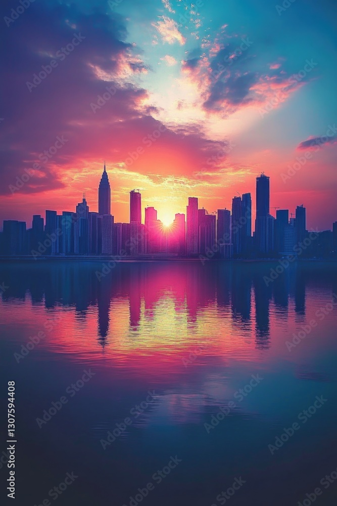 Obraz premium City Skyline Sunset