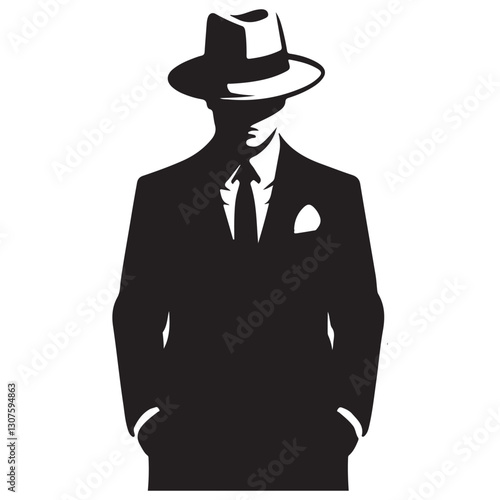 Silhouette of a Stern Gangster Man with Classy Look