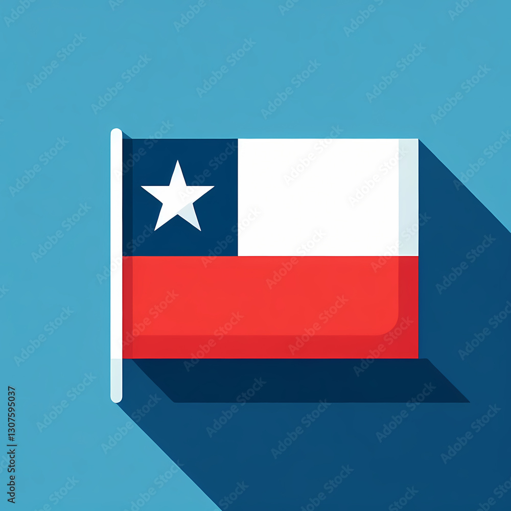 Flat vector illustration of the Chile flag, blue square with a white star, red and white horizontal stripes, simple and clean. Flat vector illustration of the Chile flag, blue square with a white star, red and white horizontal stripes, simple and clean.