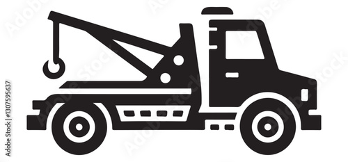 Black Tow Truck Silhouette Illustration for Emergency Roadside Assistance