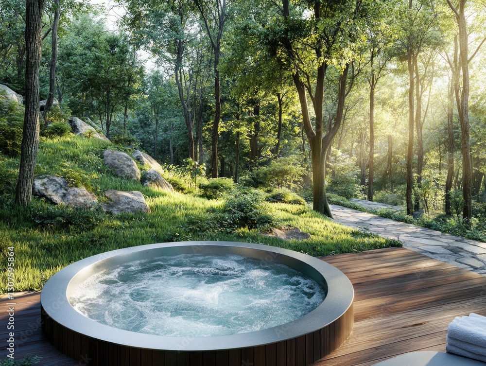 Fototapeta premium Wooden Deck Hot Tub