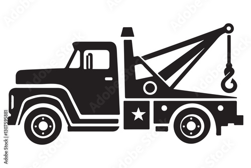 Reliable Tow Truck Silhouette Illustration for Roadside Assistance and Recovery