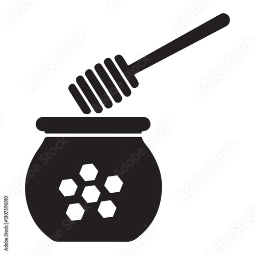 Honey Pot and Dipper Silhouette Illustration for Beekeeping and Natural Sweeteners