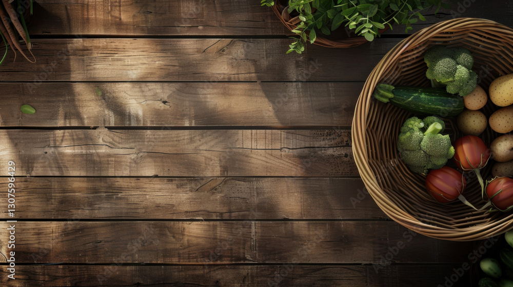 fresh vegetables in a basket on wooden table fresh vegetables in a basket on wooden table