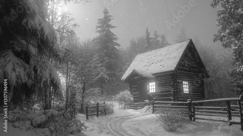 Wallpaper Mural Cabin in Snowy Landscape Torontodigital.ca