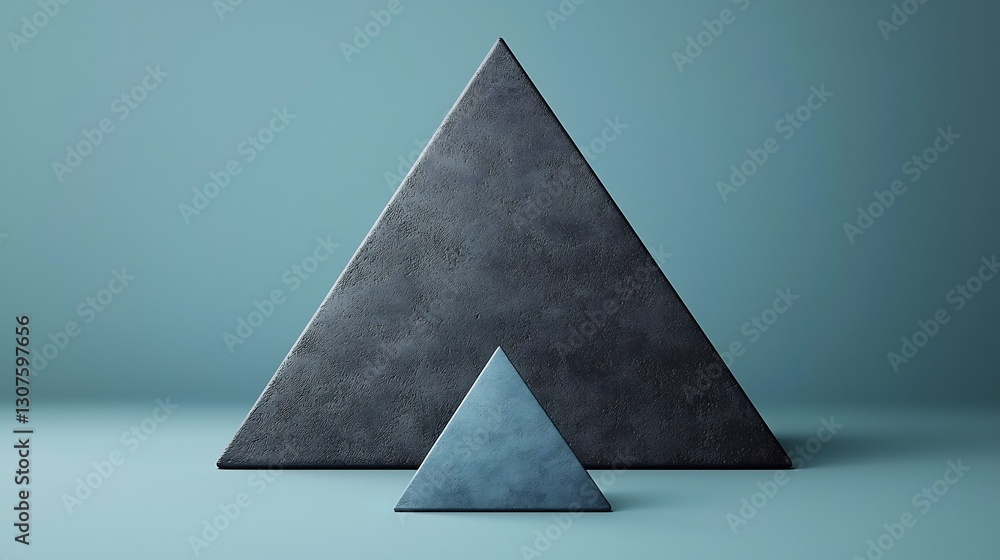 Fototapeta premium Dark stone pyramids subtly arranged against a serene teal backdrop. AI Generated